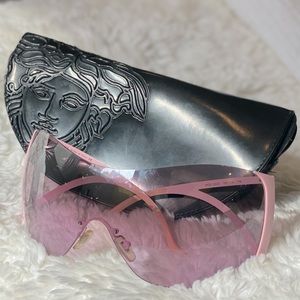 Authentic Vintage Pink Versace Sunglasses w/ Case